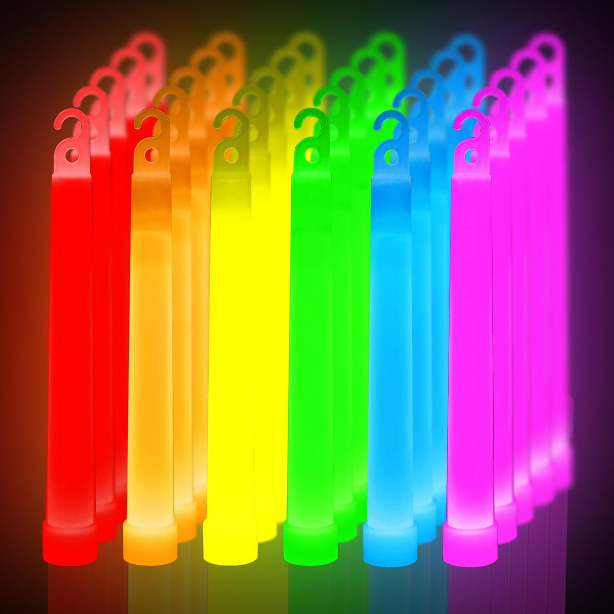 novelinks 25 Pcs 6'' Premium Glow Sticks Bulk - Ultra Bright Large Glow Necklaces Light up Glow in