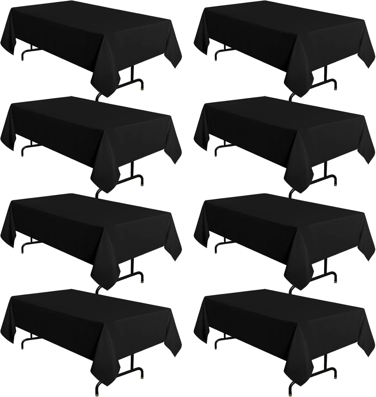 sancua 8 Pack Black Tablecloth 60 x 120 Inch, Rectangle Table Cloth for 8 Feet Tables - Stain and