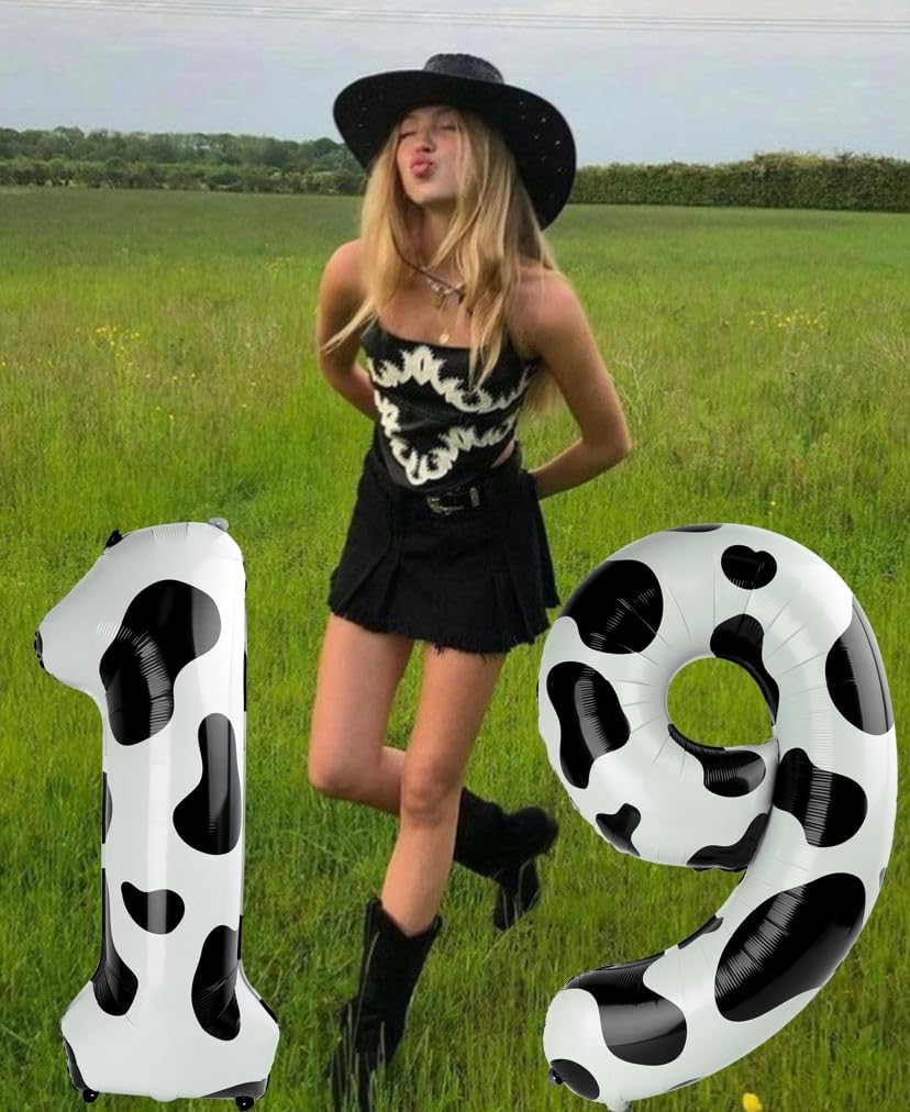 Cow Print Number Balloon Birthday Decorations, 40 inch Number balloon 0-9(Zero-Nine), Cow Balloon
