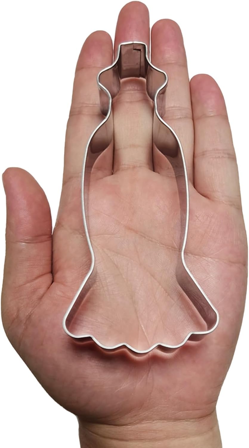 Large Size Dress Shaped Cookie Cutter, Stainless Steel Strapless Mermaid Fishtail Princess Wedding