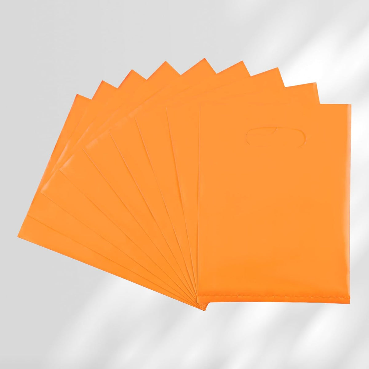 Orange 100 PCS Small Gift Bags, 6"x8" Goodie Party Favor Bags with Handle, Treat Retail Pouches for
