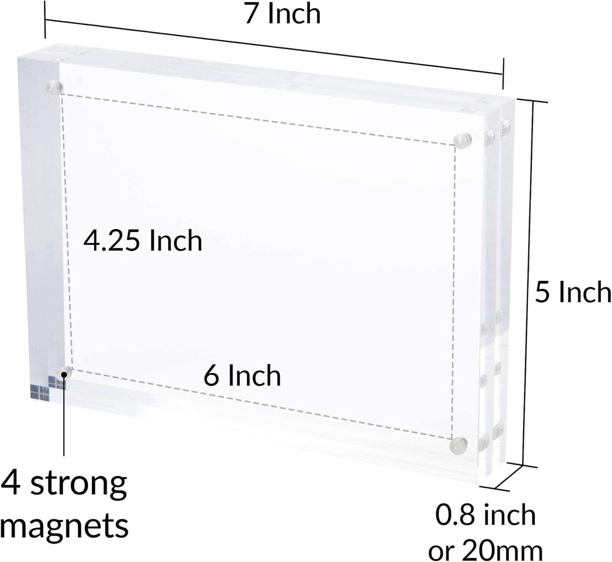 SimbaLux Magnetic Acrylic Picture Photo Frame 5x7 inches (3 Pack), Clear Glass Like, Double Sided