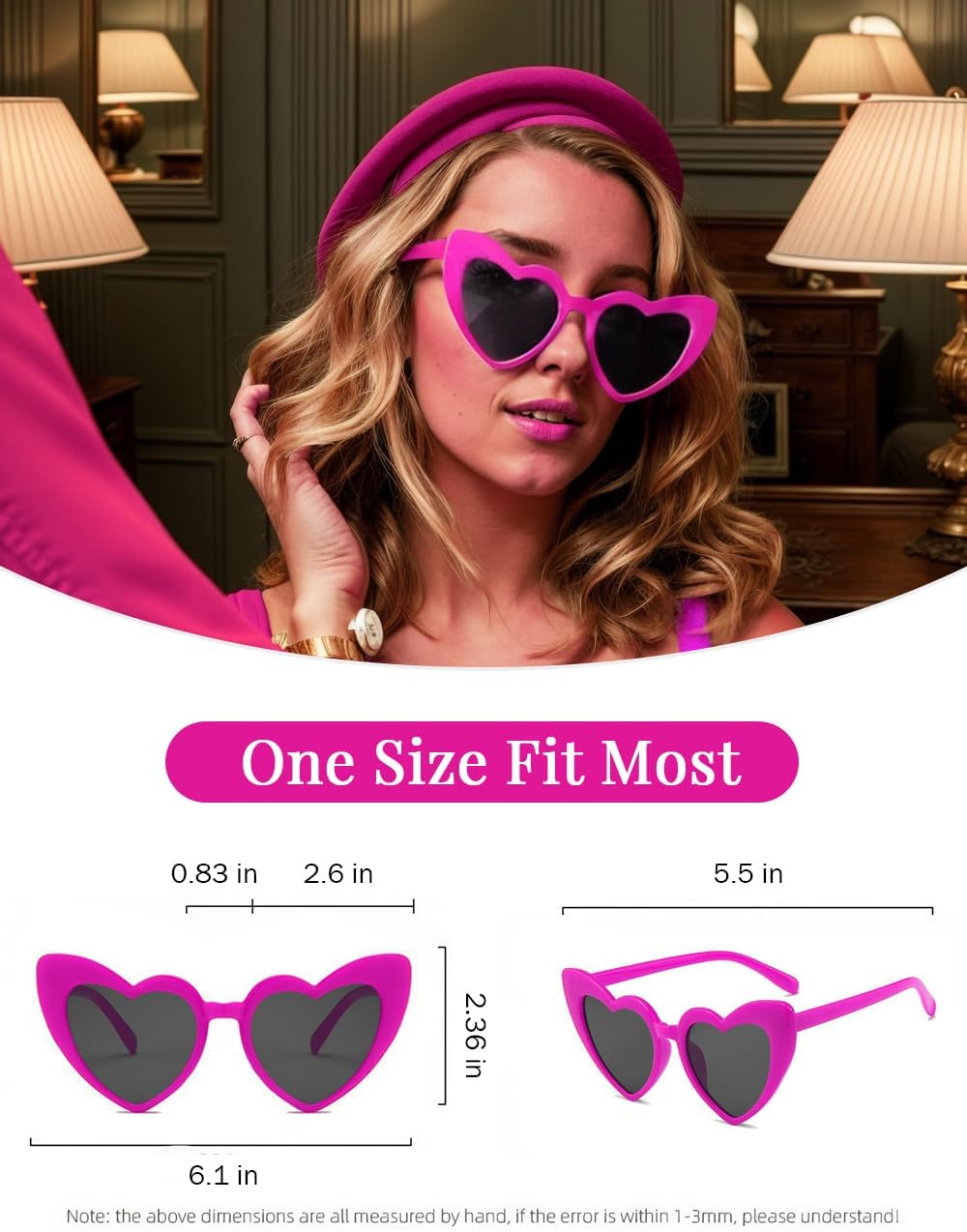 8 Pack Heart Sunglasses Vintage Cat Eye Heart Glasses Retro Bachelorette Bride Sunglasses Bulk for