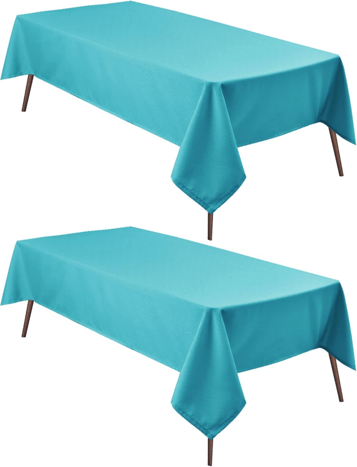 Hiasan 2 Pieces Turquoise Rectangle Tablecloth - Water Resistant and Spillproof Dining Room