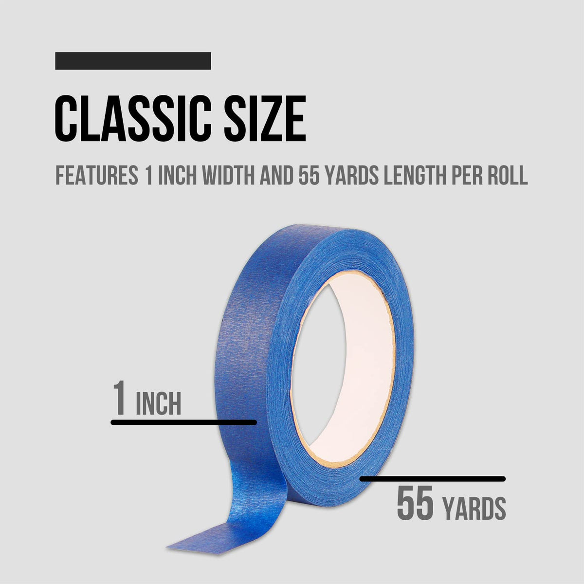 Lichamp 4 Pack Blue Painters Tape 1 inch, Blue Masking Tape 1 inch x 55 Yards x 4 Rolls (220 Total