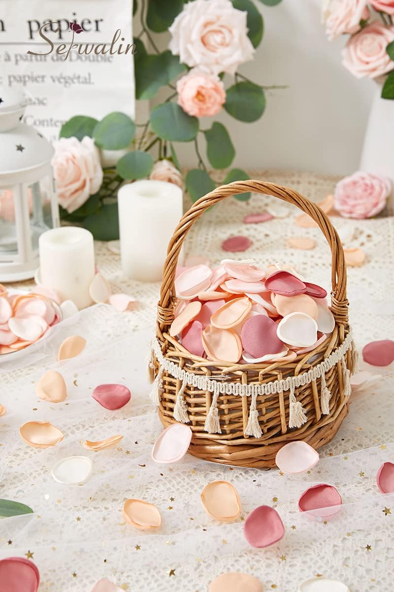 Serwalin 300Pcs Silk Rose Petals Artificial Flower Petals for Weddings Champagne Gold Petals Fake