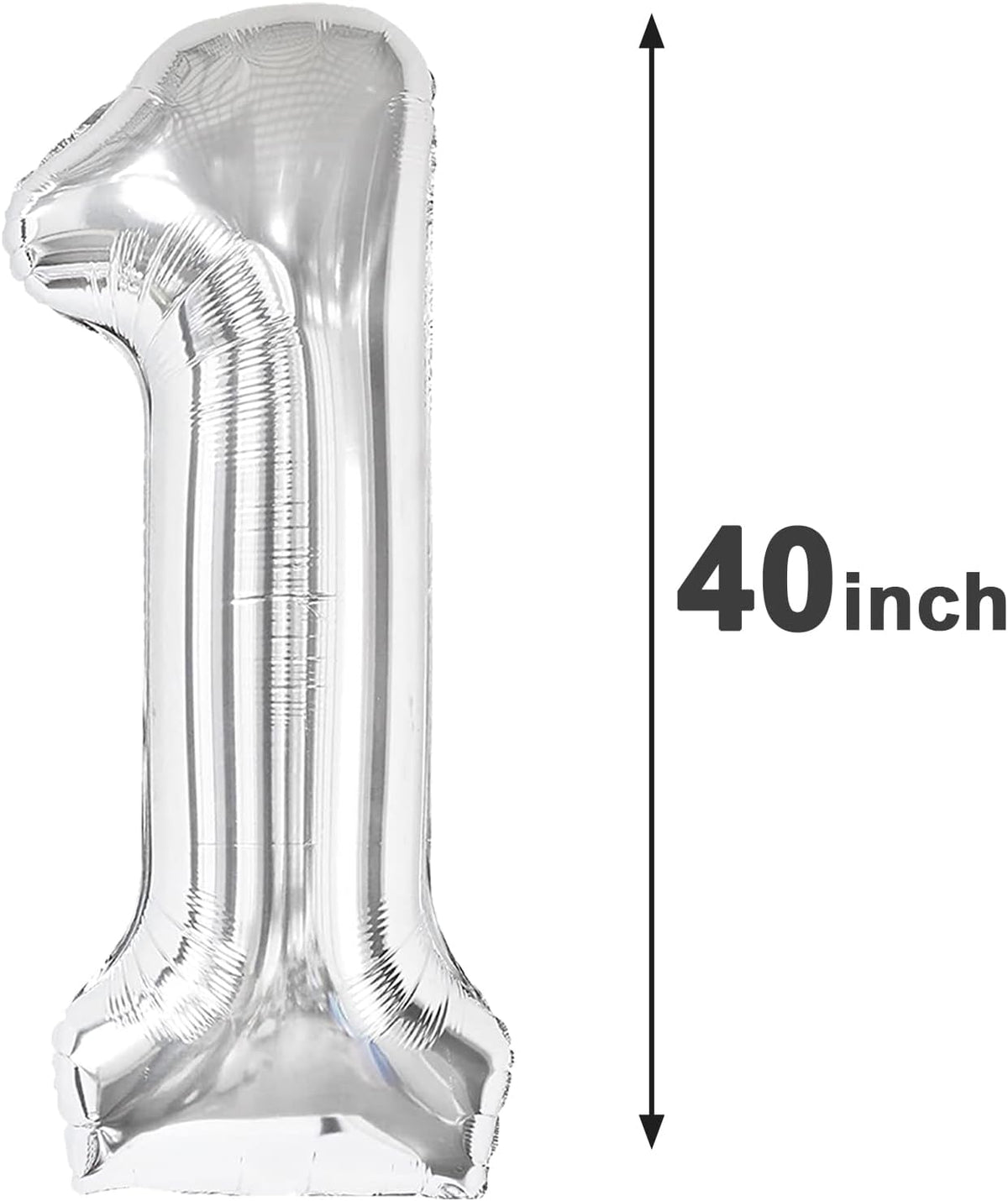 Silver Number 1 Balloon 40 inch, Number 1 Birthday Balloon for Boy Girl, Silver Foil One Balloon