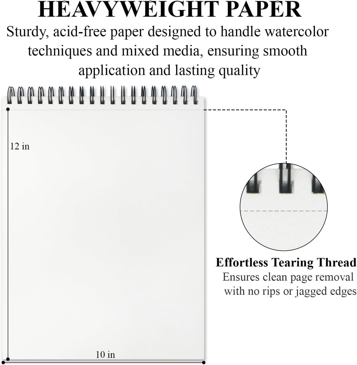 Watercolor Sketchbook 10"x12", 32 Sheets (64 Pages) Water Color Paper, 140lb/300gsm Watercolor