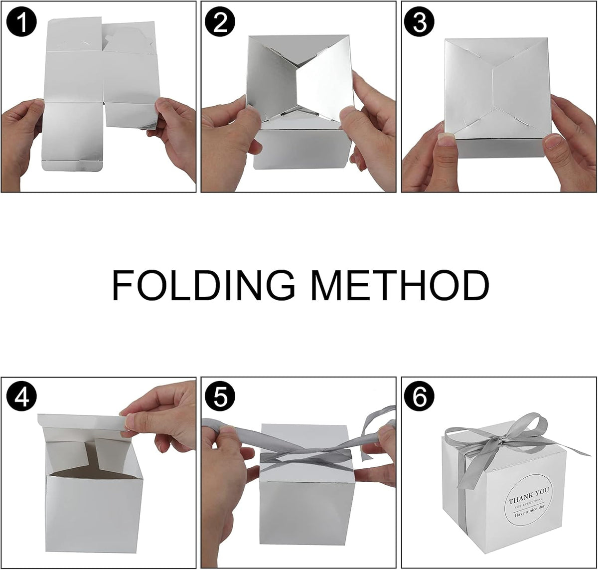 COTOPHER Small Gift Boxes 100 Pack 4x4x4 inches Silver Gift Boxes with Lids for Gifts, Crafting