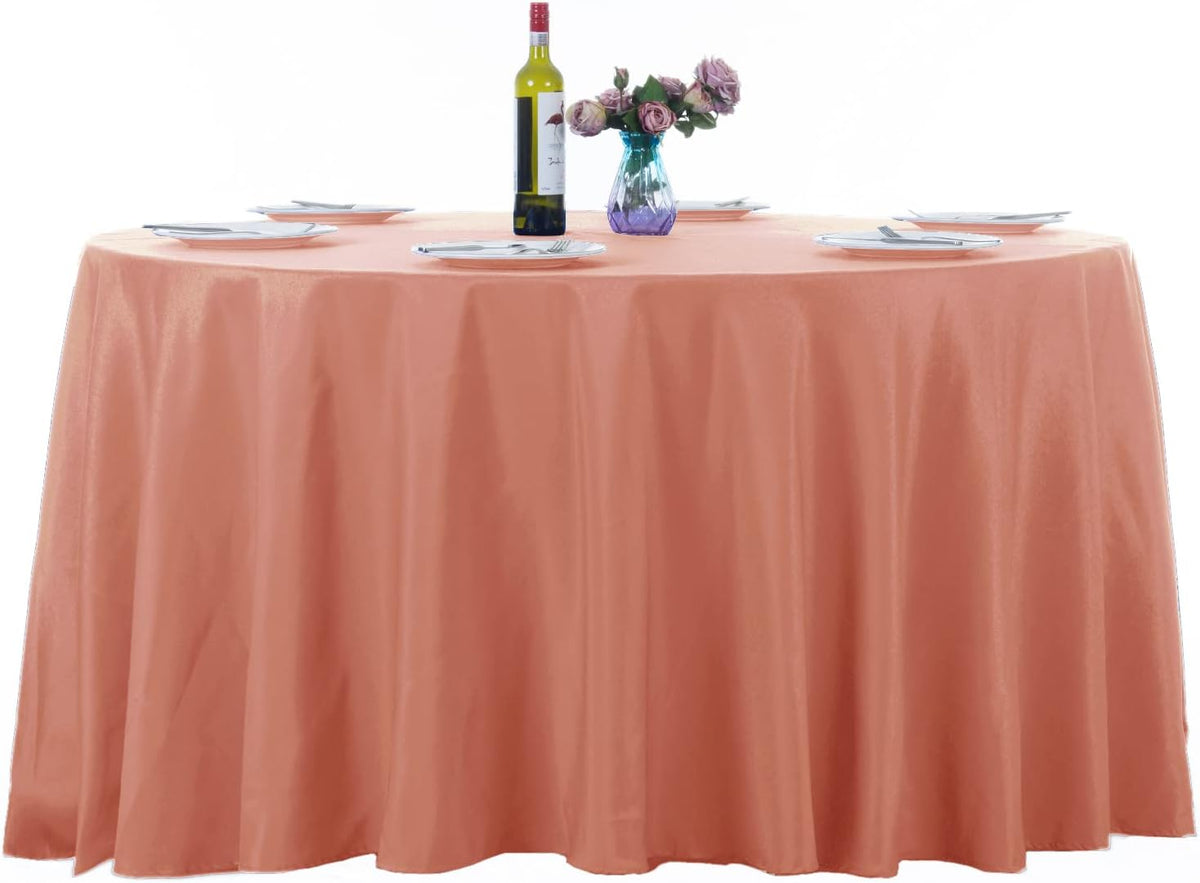 Ascoza 2pack 108 Inch Dusty Pink Round Tablecloth in Washable Polyester Fabric for