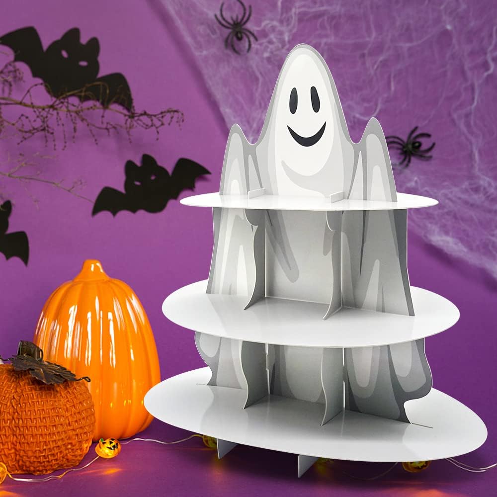 3-Tier Halloween Cupcake Stand Tower Halloween Castle Cake Stand Halloween Round Cardboard Dessert
