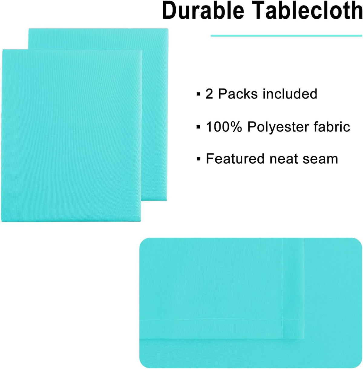 Hiasan 2 Pieces Solid Rectangle Tablecloth - Waterproof and Spillproof Washable Polyester Fabric