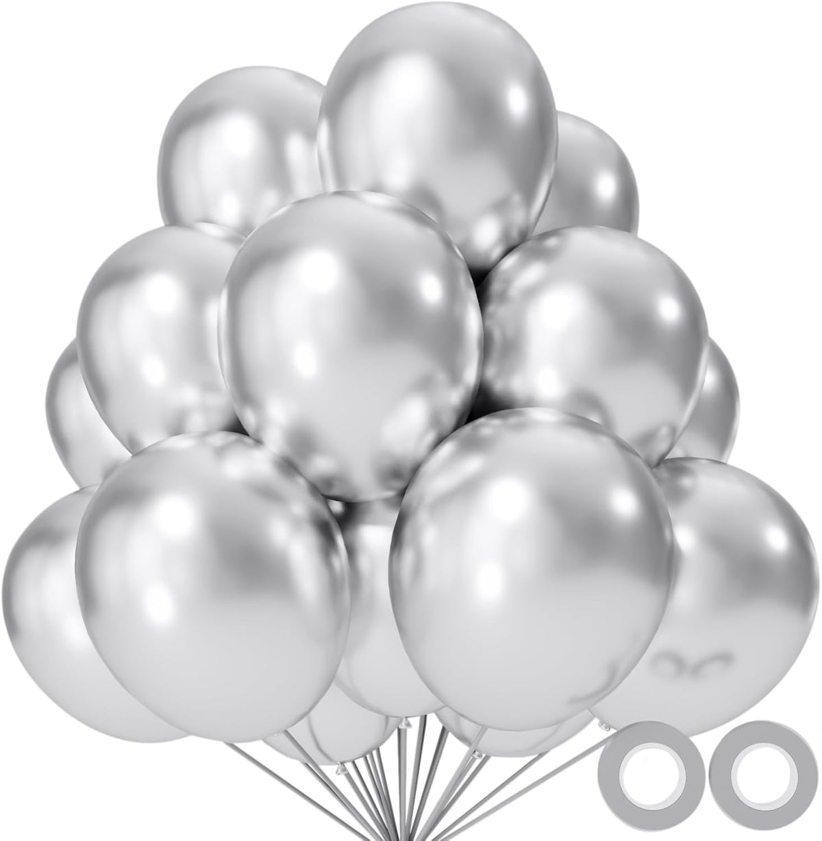 110pcs Metallic silver Balloons, Metallic silver Latex Balloons 12 inch, silver Balloon for