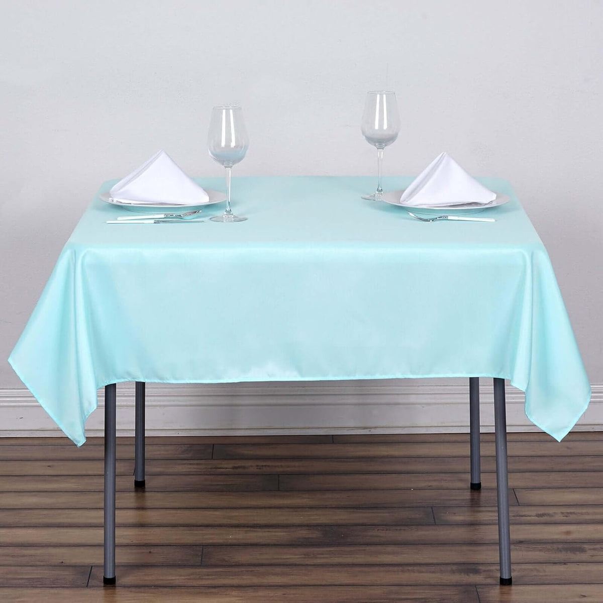 Efavormart 54x54 Light Blue Wholesale Linens Seamless Polyester Square Linen Tablecloth for Wedding