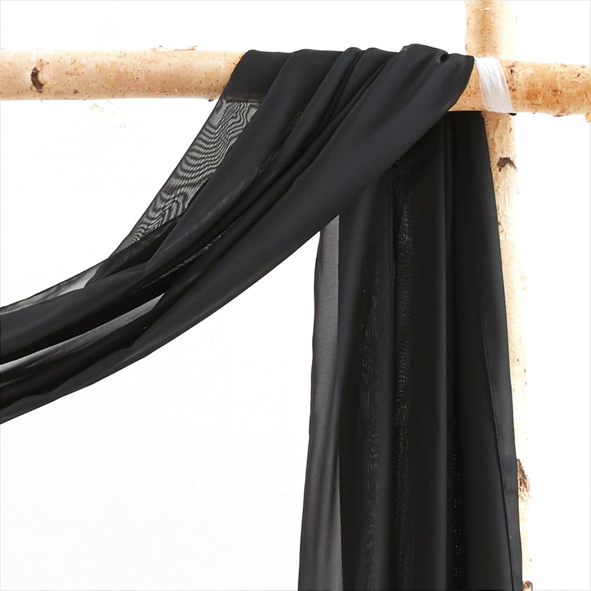 Wedding Arch Draping Fabric,2 Panels 18FT Black Sheer Chiffon Curtain Drapes 6 Yards for Wedding