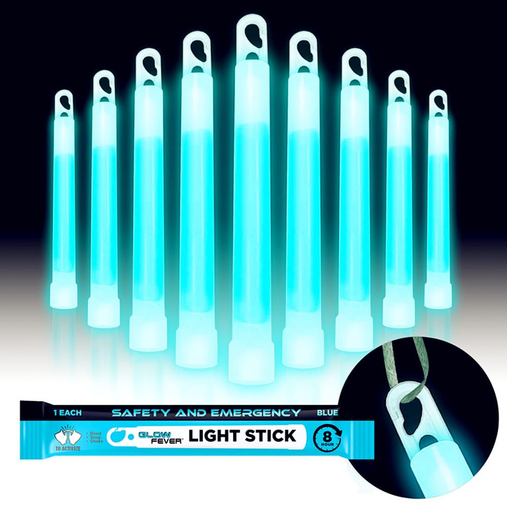 Glow Fever Emergency Safety Military Grade Glowsticks; 10PCS, 6" Ultra Bright Glow Sticks with 8