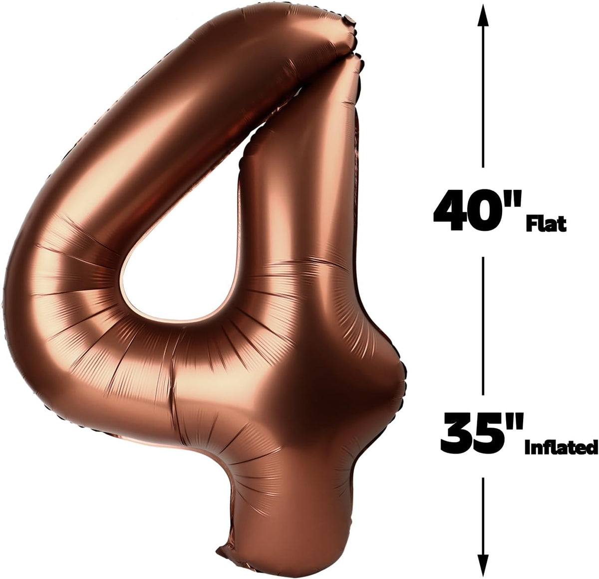 40 Inch Dark Brown Large Number 4 Balloons, Giant Foil Number Four 14 24 34 40 44 Balloons, Coffee