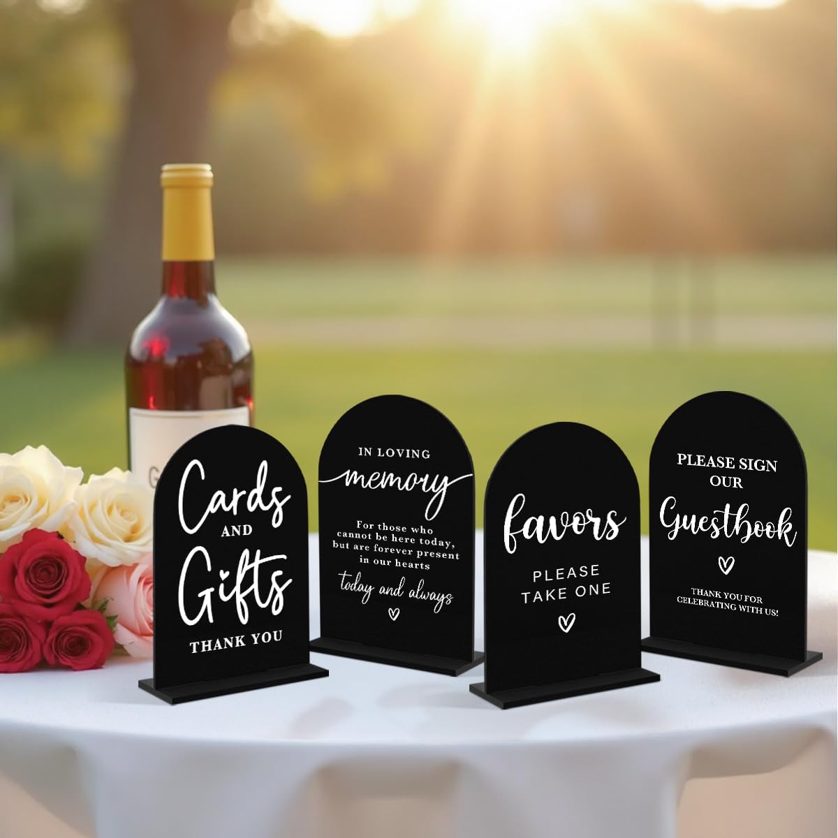 4 Pcs Acrylic Wedding Signs for Ceremony and Reception, Bridal Shower Decorations, Cards and Gifts