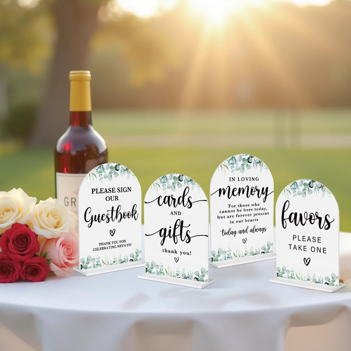 4 Pcs Acrylic Wedding Signs for Reception, Bridal Shower Decorations, Cards and Gifts Signs, Guest
