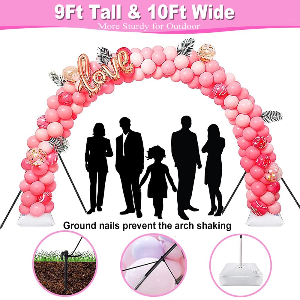 Balloon Arch Kit and Balloon Pump, 9Ft Tall & 10Ft Wide Adjustable Balloon Arch Stand Kit with