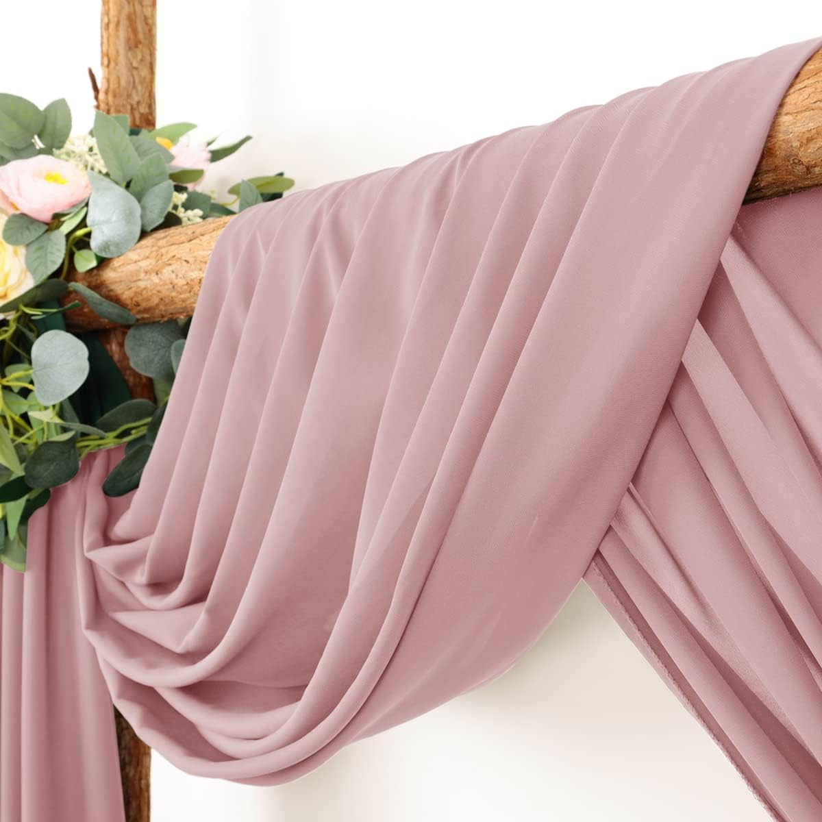Wedding Arch Draping Fabric 1 Panel 30'' x 18FT Dusty Rose Sheer Chiffon Arch Drapery for Photo