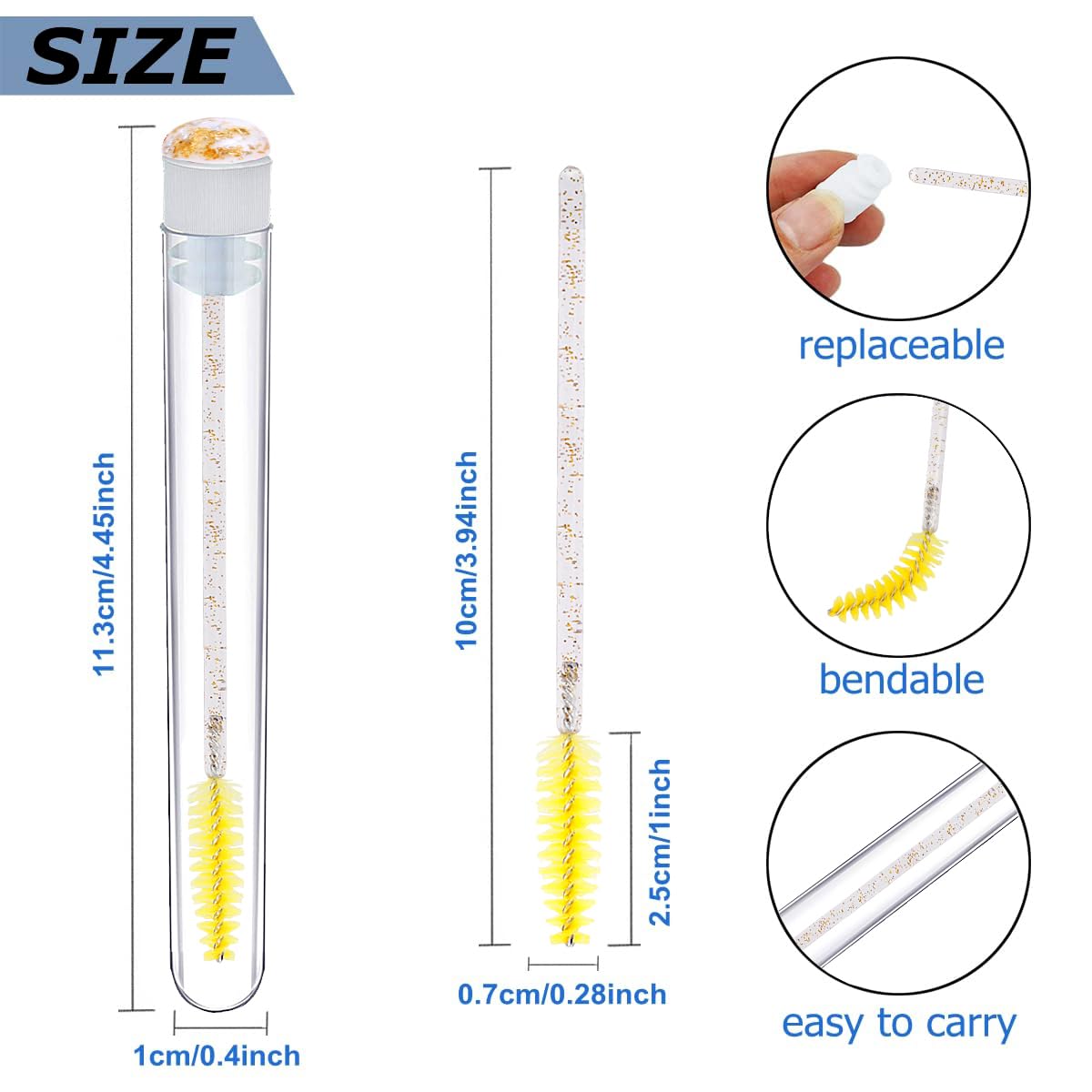 Mascara Brushes Tubes Set 70 Pieces Disposable Eyelash Brushes Replacement with 20 Pieces Empty