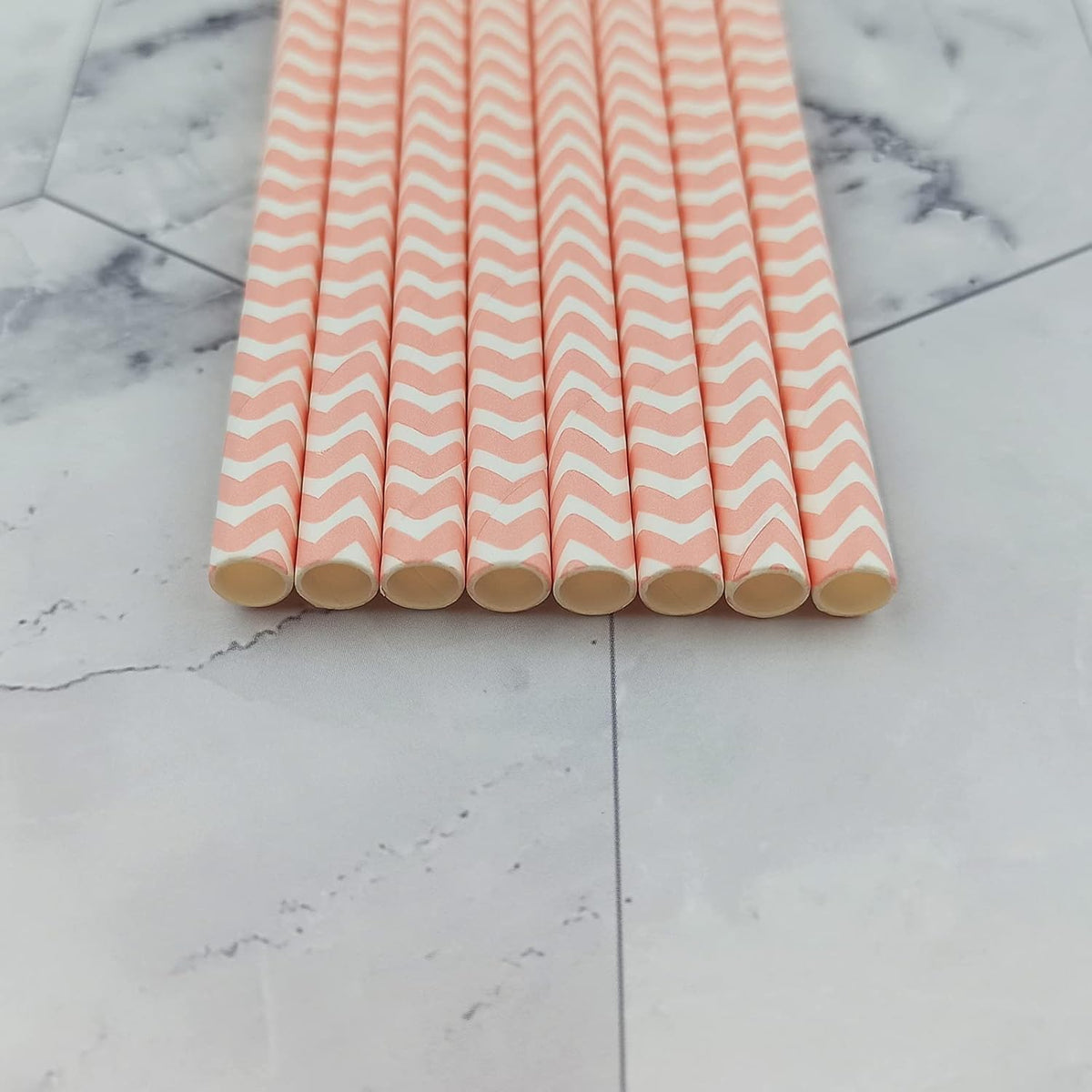 YAOSHENG Premium Disposable Waves Striped Drinking Paper Straws, Pack 100 Pink Waves Paper Straws