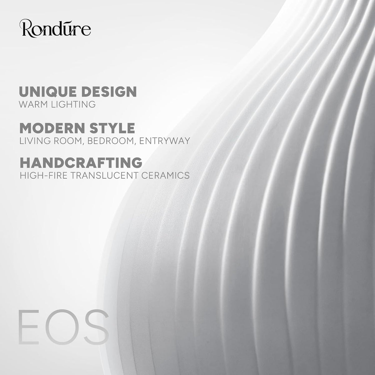 RONDURE 8.7" Modern Ceramic Table Lamp, Modern Bedside Lamps for Bedroom, Living Room and