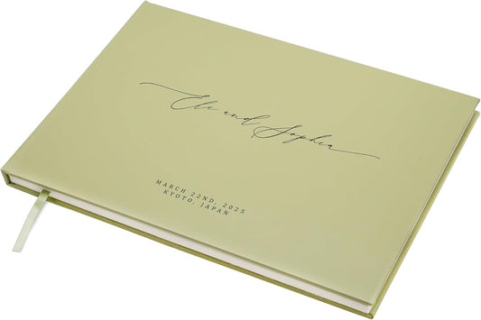 MUUJEE Personalized Guestbook in Sage - Premium Custom Modern Guest Book for Wedding Reception