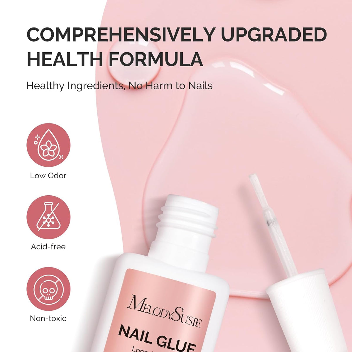 MelodySusie Nail Glue for Press on Nails Acrylic Nail Tips Quick-Drying Super Strong Long Lasting