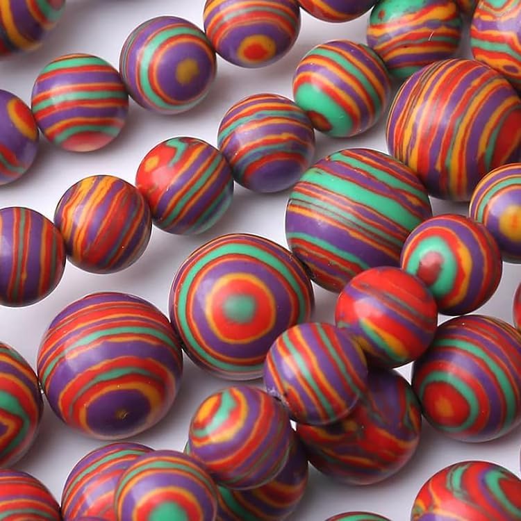 Painted Peacock Turquoise Stone Beads Gemstone Round Crystal Energy Jade Stone Beads for Jewelry