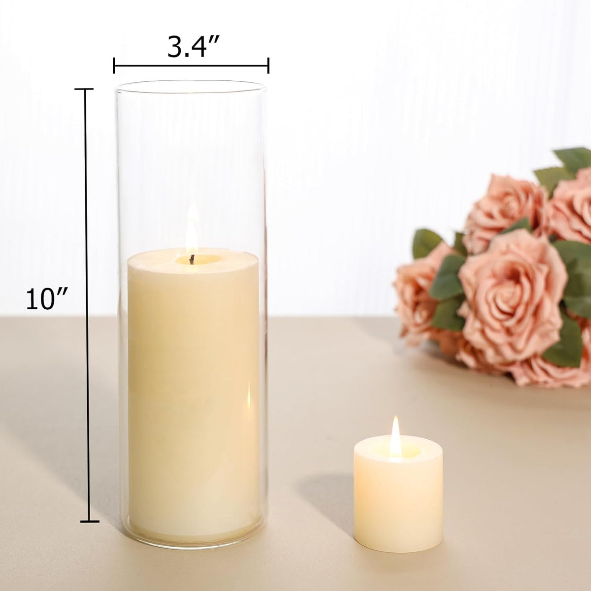 7Pcs Glass Cylinder Vase for Centerpieces 10 Inch Tall Clear Glass Flower Vase Bulk, Glass