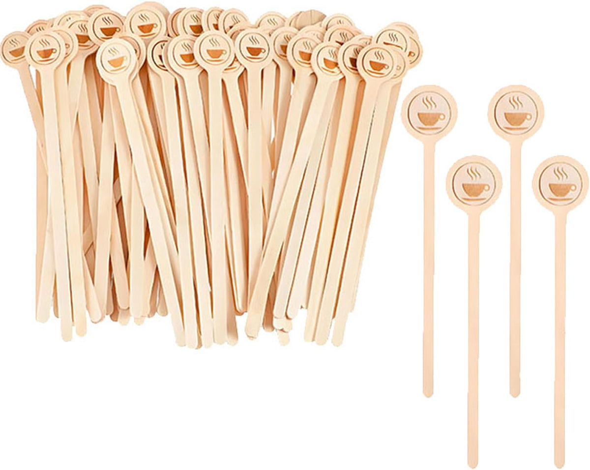 200Pcs Coffee Stirrers- 5.9 Inch Natural Wooden Coffee Stirrers With Round Ends, Disposable