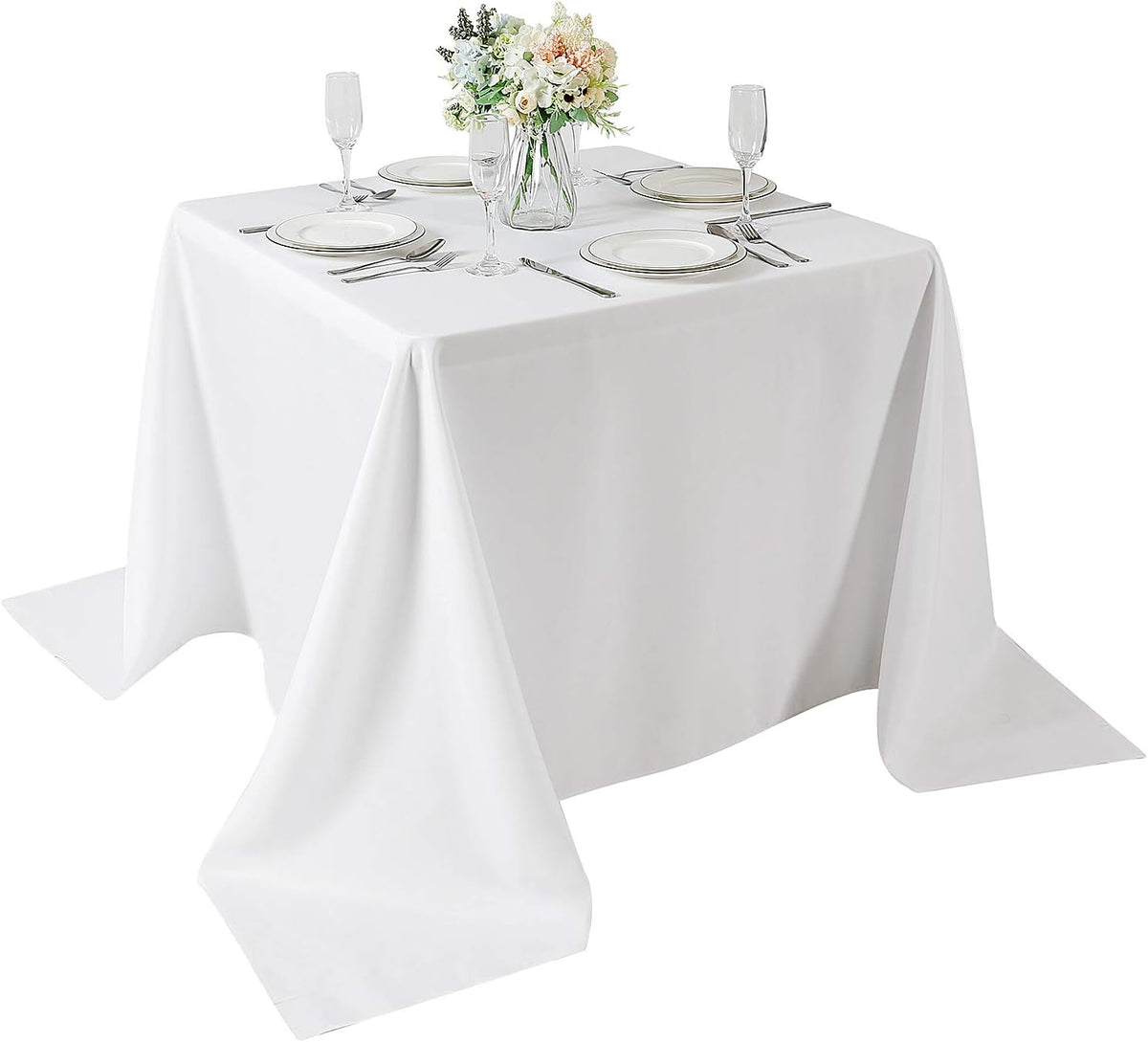 Cupuamon Square Tablecloth 90x90 inch Washable Polyester Fabric Table Cloth for Wedding Party