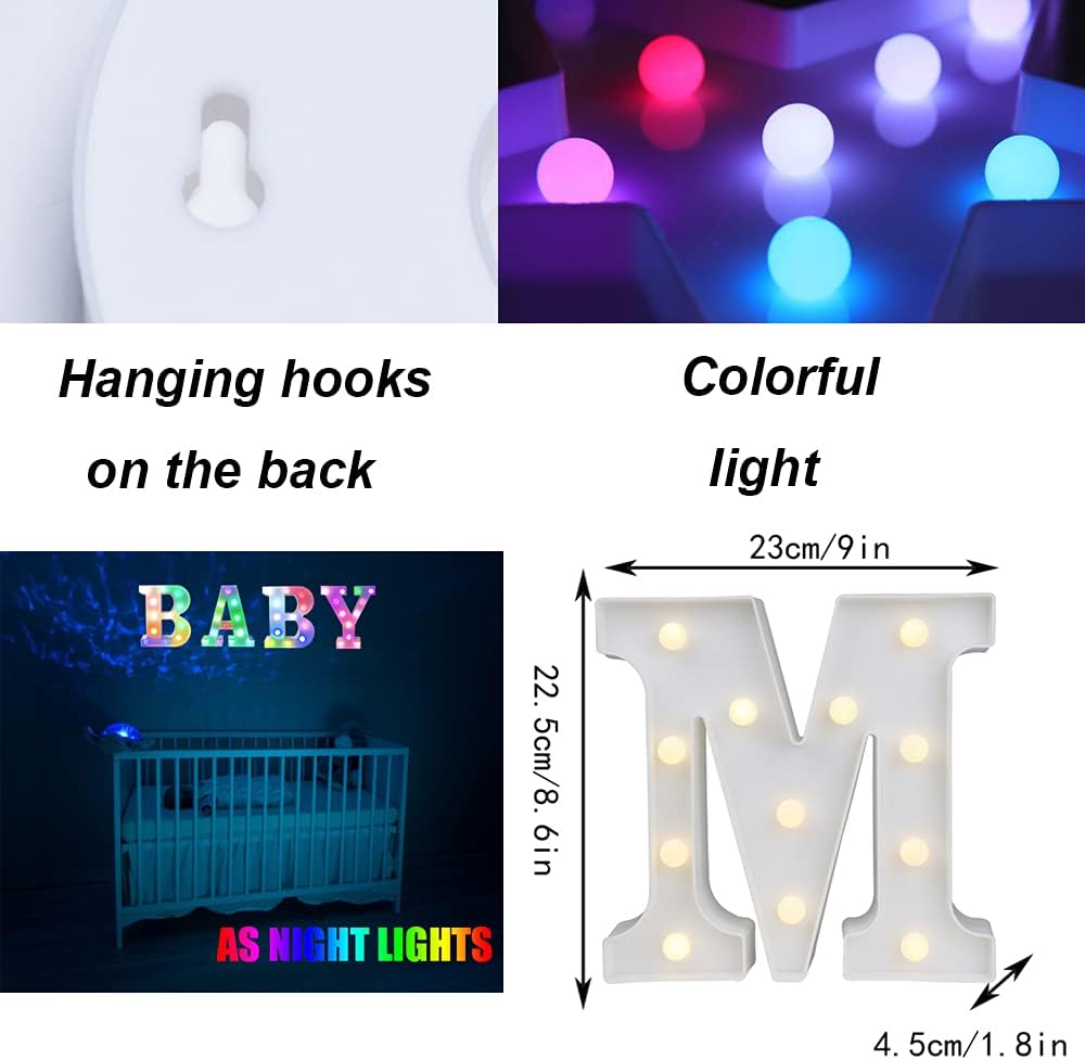 Light Up Colorful LED Marquee Letter lights, 18 Colors Changing Alphabet Letters Sign with Remote