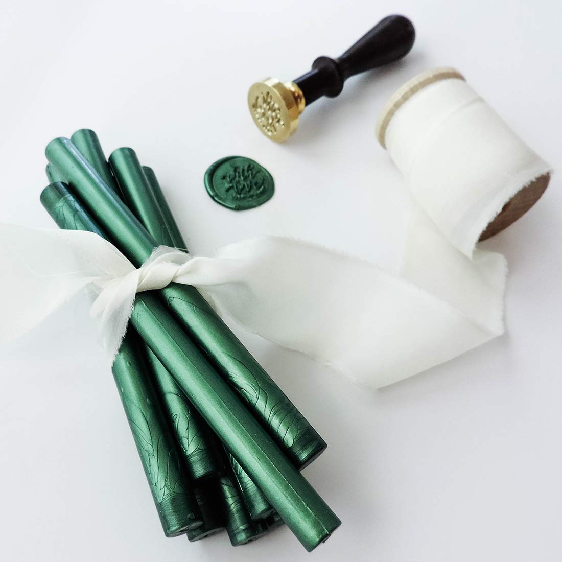 UNIQOOO Mailable Glue Gun Sealing Wax Sticks for Wax Seal Stamp - Metallic Botanical Green, Great