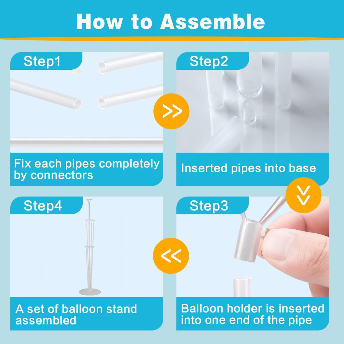 JOYYPOP 4 Sets Balloon Stand Kit For Table, Balloon Sticks with Base Birthday Graduation Party