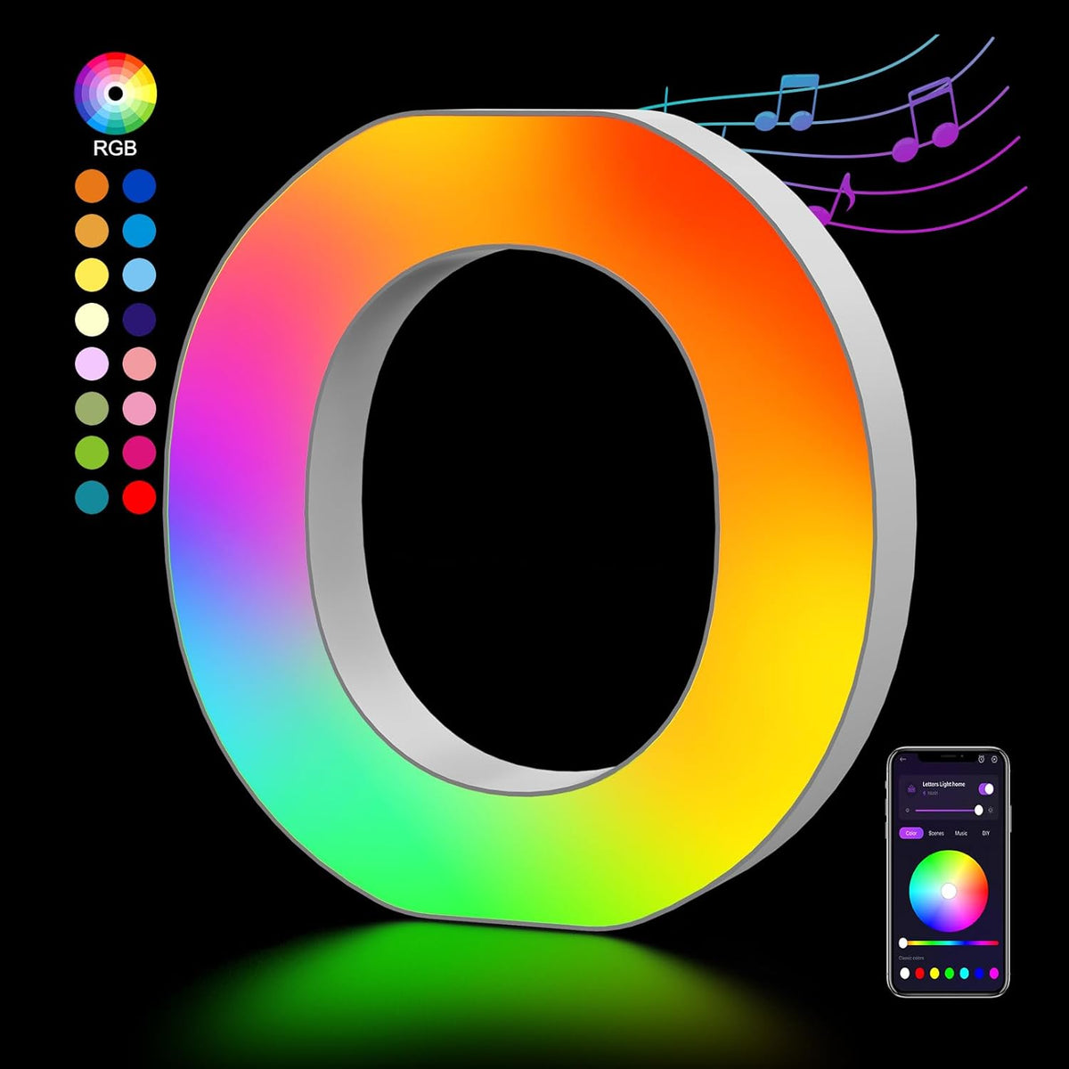 OJQ Light Up Letters LED Letter - Marquee Letters Room Decor Alphabet Letter Music Sync Color
