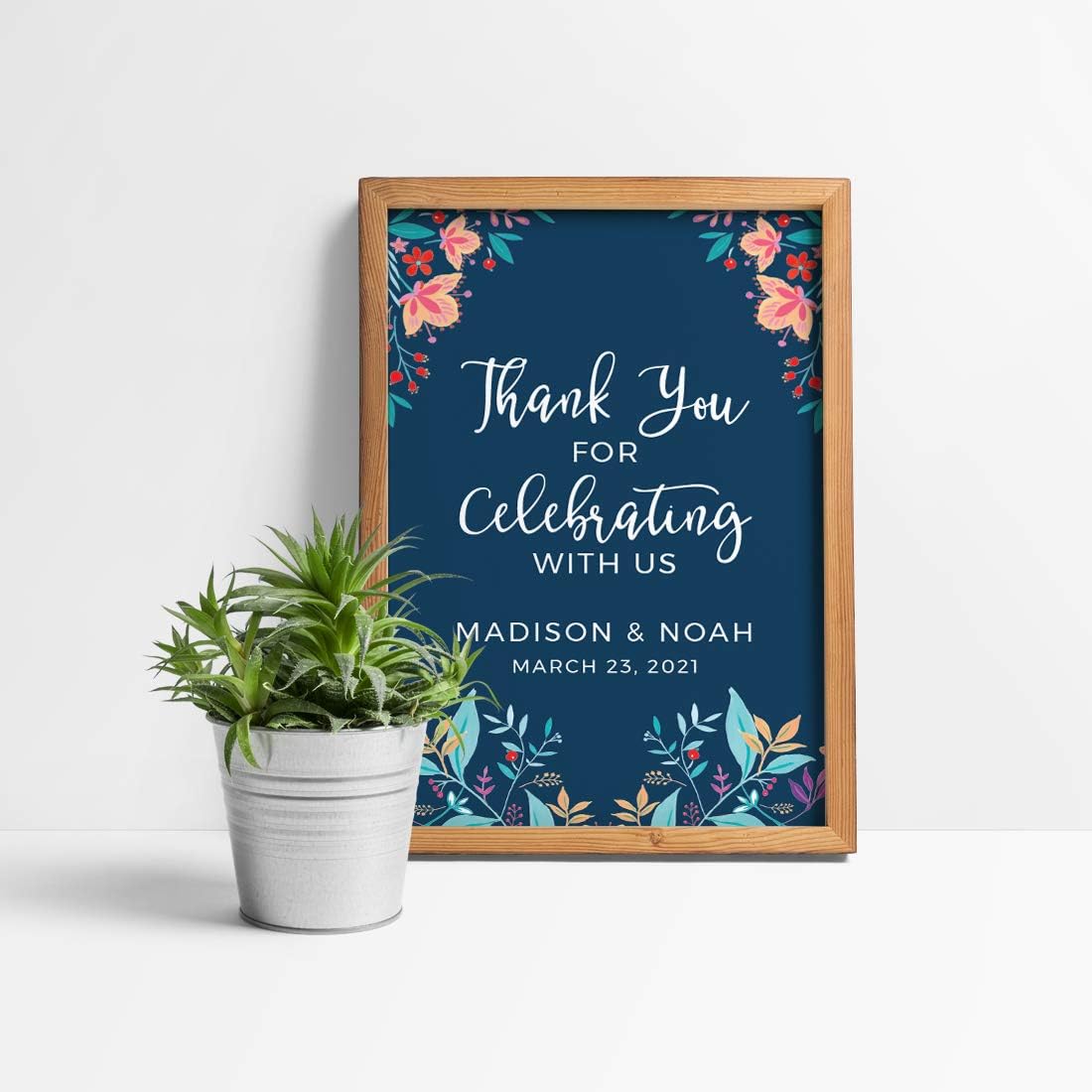 Andaz Press Personalized Extra Large Wedding Easel Board Party Sign, 12x18-inch, Vintage Bohemian