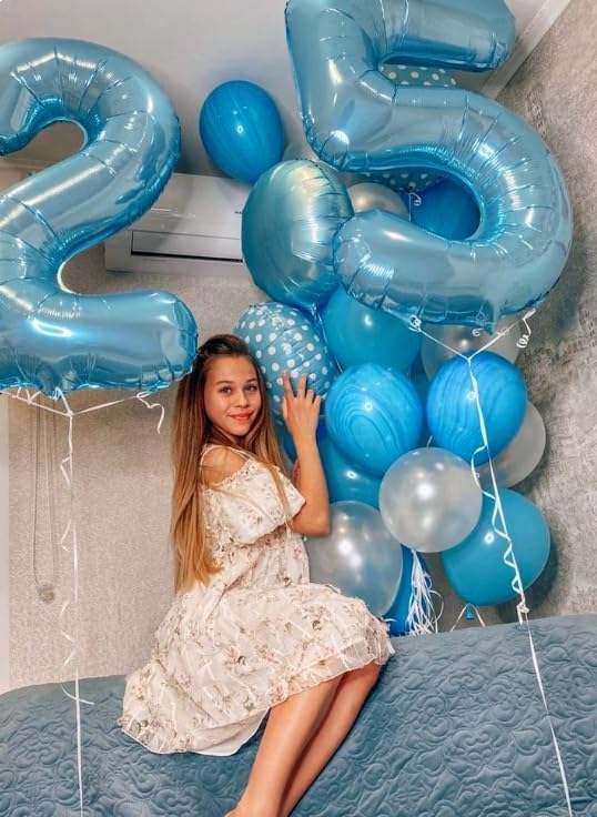 Pearl Blue 40 Inch Large Number 5 Birthday Balloon, Five 5th 15 25 35 50 55 Birthday Celebration