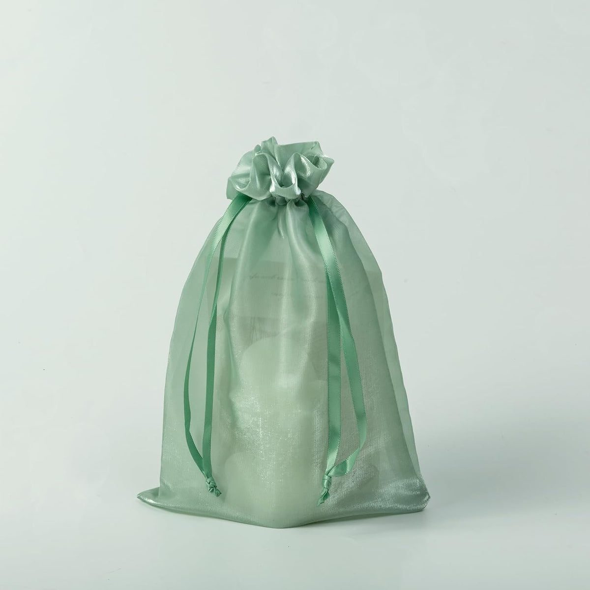 QIANF 20 Pcs Sage Green Small Organza Bags 6X9 inch for Wedding Favors with Drawstring, Mini Mesh
