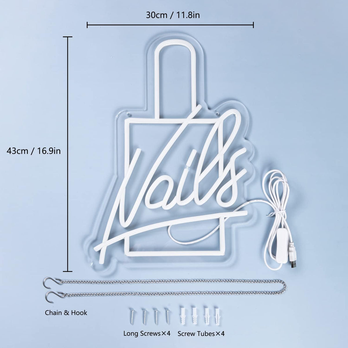Nails Neon Sign LED Neon Light Signs Nail Polish Light Up Signs for Wall Decor Colorful Acrylic LED