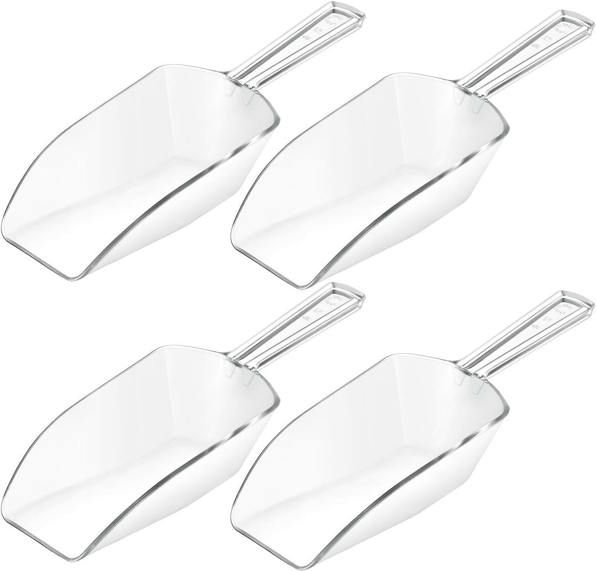 Hestya 4 Pcs Christmas Multi Purpose Clear Plastic Scoops for Candy Buffet Acrylic Kitchen Ice Food