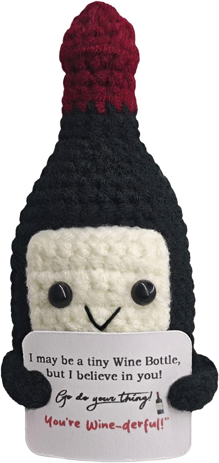 Funny Crochet Mini Wine Gift,Birthday Gift for Wine Lovers,Emotional Support Crochet,Cute Handmade