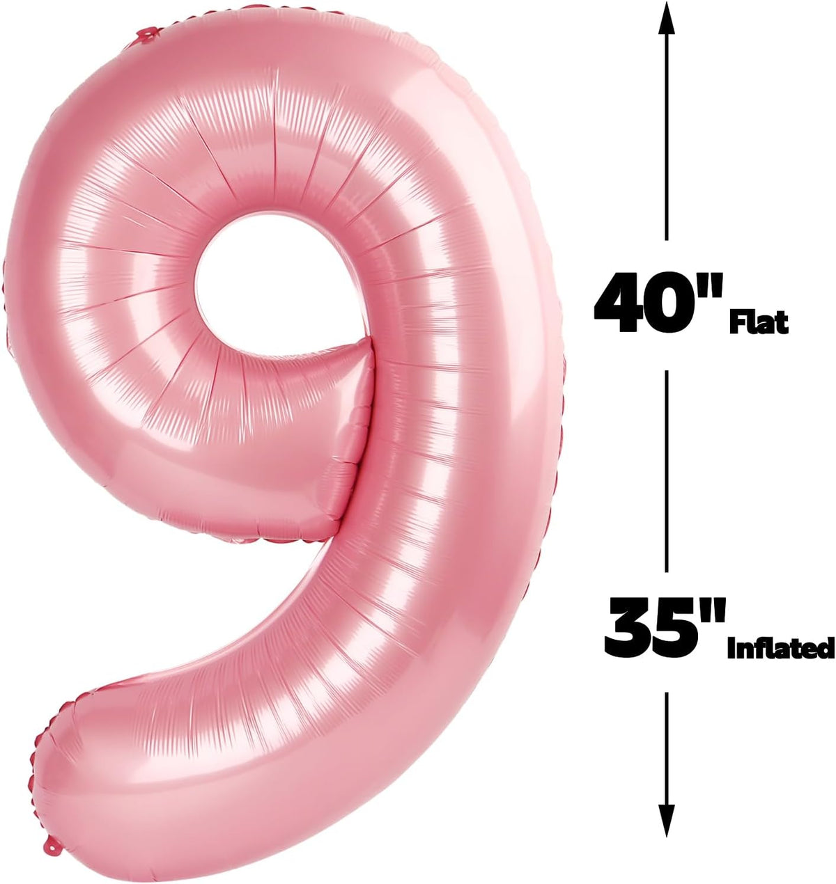 Big Pearlescent Pink 40 Inch 9 Balloon Number, Jumbo Giant 9th 19 29 39 49 99 Birthday Party