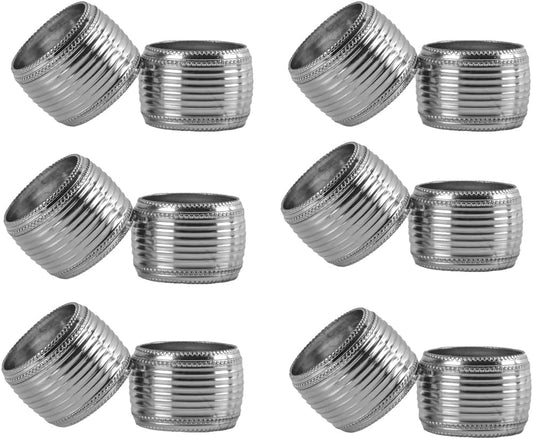 Silver Napkin Rings Set of 12, Beaded Napkin Rings - Rust Resistant, Durable Heavy Duty Napkin