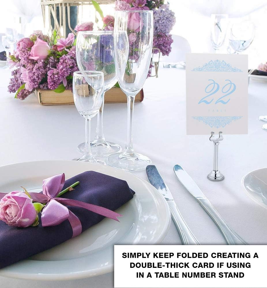 Paisley Wedding Table Numbers (Select Color/Quantity), Champagne, Light Blue, 1-70, Double Sided