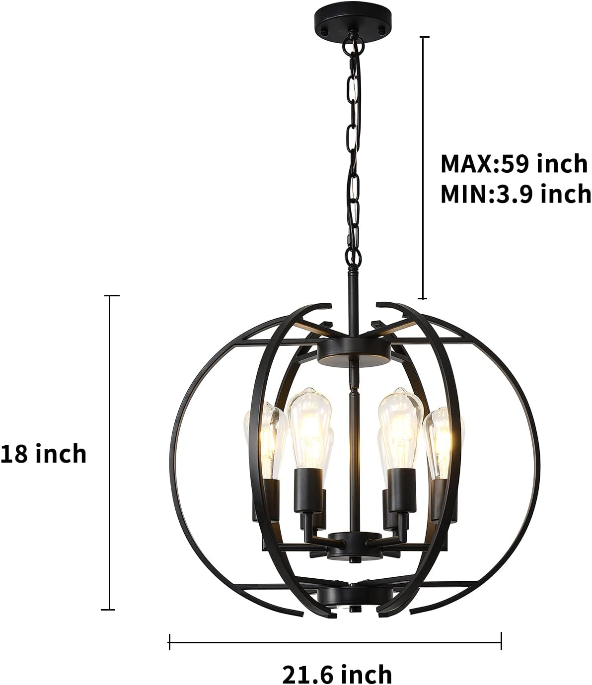 Pendant Lights Globe Black Chandeliers Lighting, Hallway Light Fixtures Ceiling Adjustable Hanging