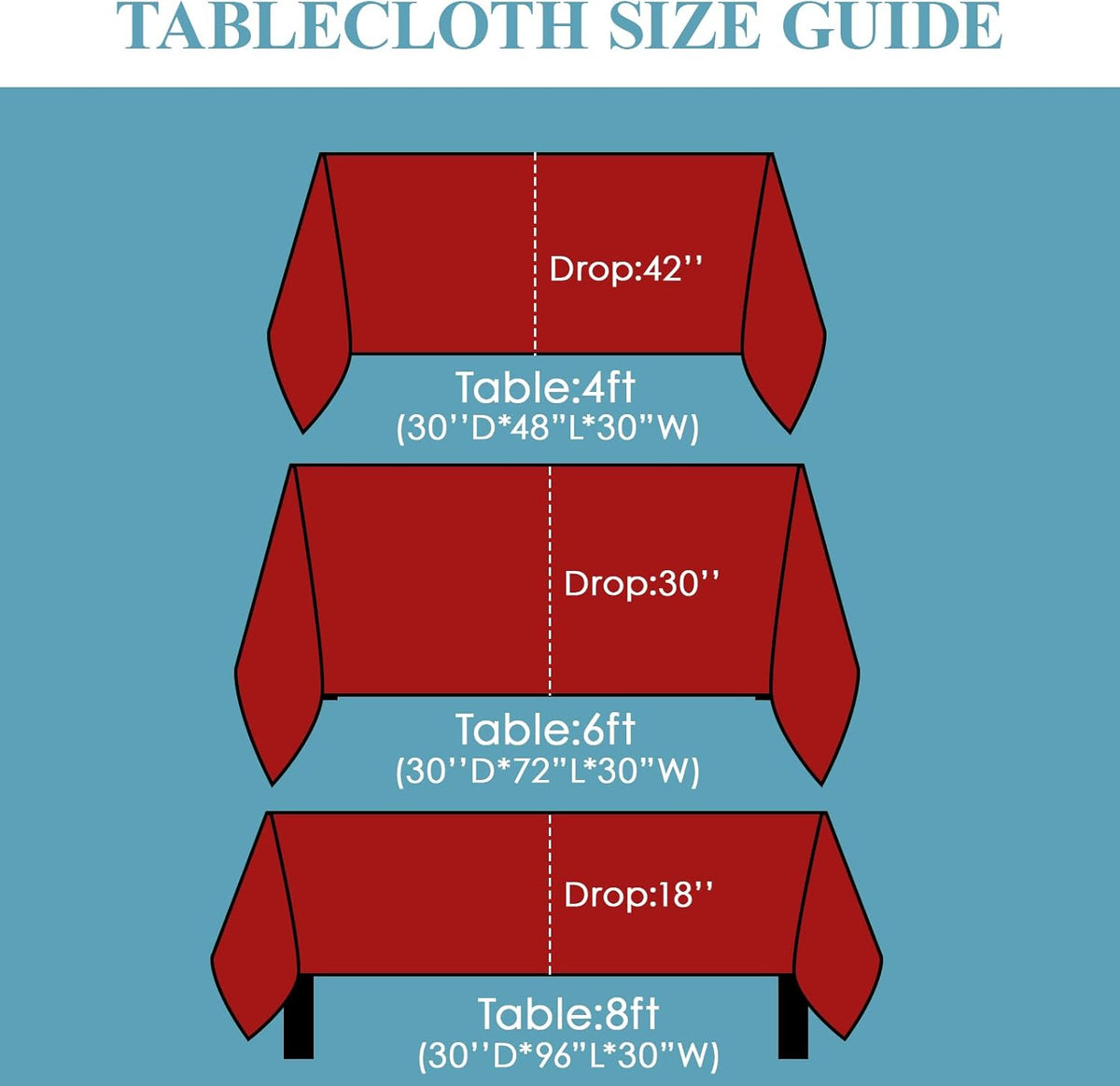 VidaFete Tablecloth 10 Pack 90 * 132inch Rectangle Table Cloth Polyester, Stain Wrinkle Resistant