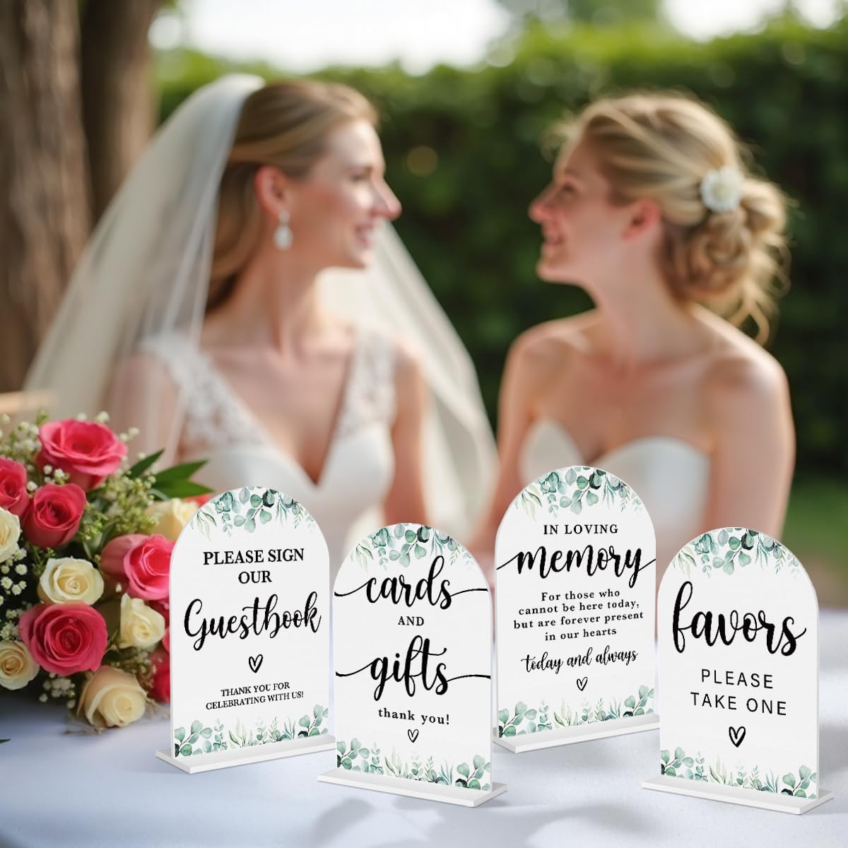 4 Pcs Acrylic Wedding Signs for Reception, Bridal Shower Decorations, Cards and Gifts Signs, Guest